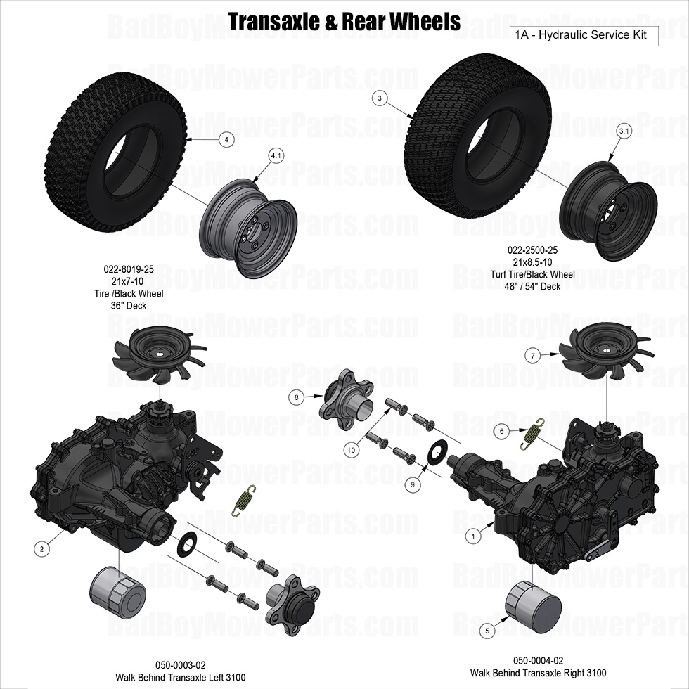 3815 - Bad Boy Mower Parts Lookup > 2025 > Raider > Transaxle & Rear Wheel